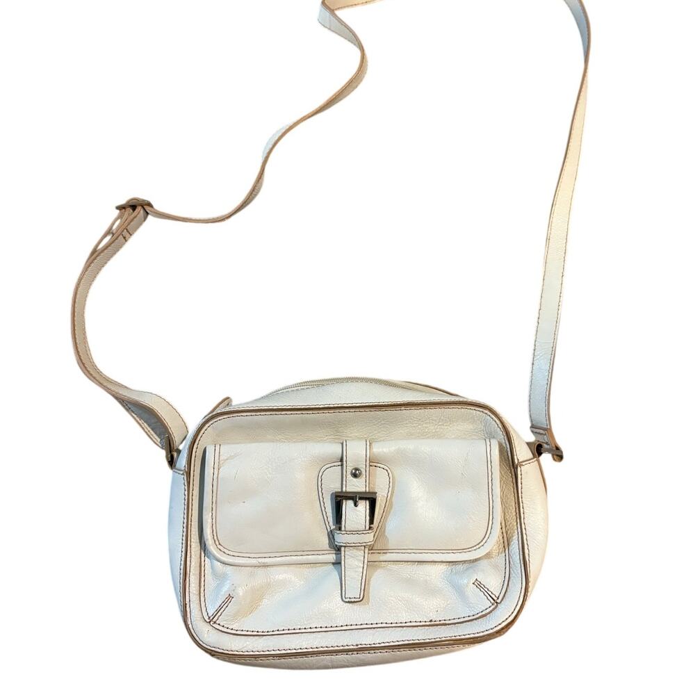 Etienne Aigner Leather Crossbody Bag White‎ Buckle